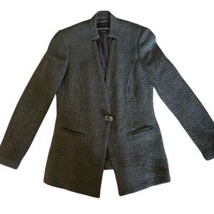 Emporio Armani Black & Gray Herringbone Blazer